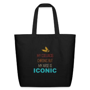 My Coeliacis Chronic But My Arse Is Iconic - Eco-Friendly Cotton Tote - black - Front