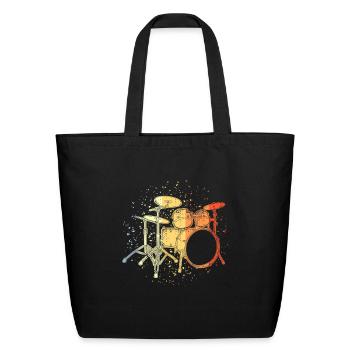 Trap Set Look Music Band Drum Kit - Eco-Friendly Cotton Tote - black - Front