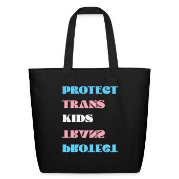 Protect Trans Kids - Eco-Friendly Cotton Tote - black - Front