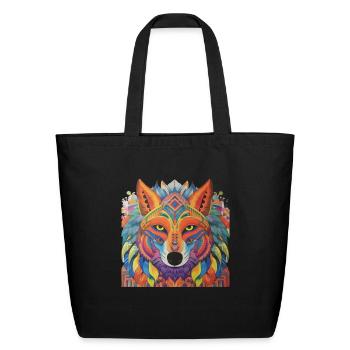 fantasy wolf - Eco-Friendly Cotton Tote - black - Front