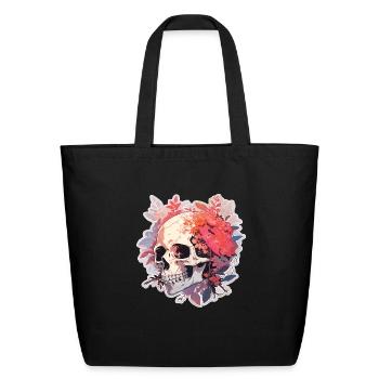 Skull Skull Flowers Skulls - Eco-Friendly Cotton Tote - black - Front