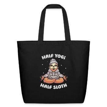 Sloth Yogi Sloth Yoga - Eco-Friendly Cotton Tote - black - Front
