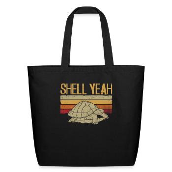 Sea Turtle Tortoise Pun Retro - Eco-Friendly Cotton Tote - black - Front