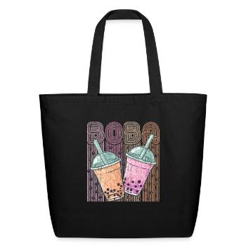 Boba Tea Design Bubbles Bubble Tea Retro Boba - Eco-Friendly Cotton Tote - black - Front
