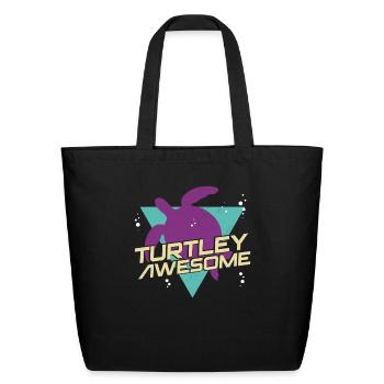 Sea Turtle Tortoise Pun Turtley - Eco-Friendly Cotton Tote - black - Front