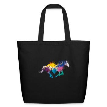 Colorful Splash Art Farm animals Horse - Eco-Friendly Cotton Tote - black - Front