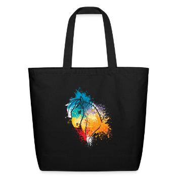 Colorful Splash Art Farm animals Horse pony head - Eco-Friendly Cotton Tote - black - Front