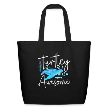 Sea Turtle Tortoise Pun Turtley - Eco-Friendly Cotton Tote - black - Front