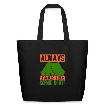 Always take the scenic route 01 - Eco-Friendly Cotton Tote - black - Front