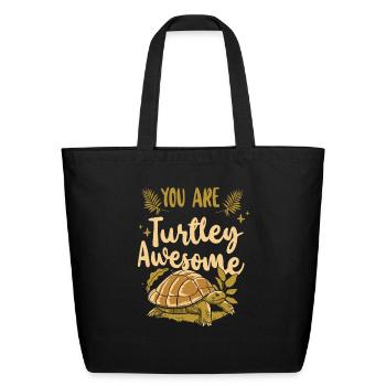 Sea Turtle Tortoise Pun You Are - Eco-Friendly Cotton Tote - black - Front