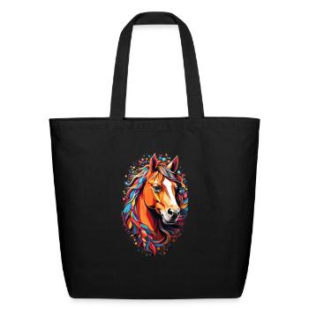 Sweet horse design - colorful horse silhouette - Eco-Friendly Cotton Tote - black - Front