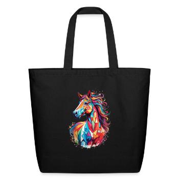 Sweet horse design - colorful horse silhouette - Eco-Friendly Cotton Tote - black - Front