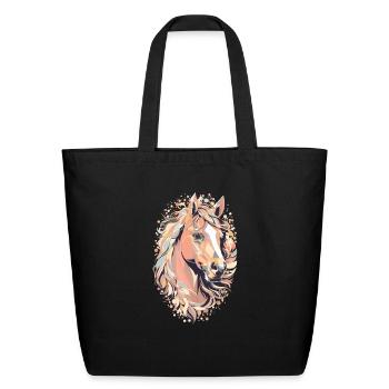 Sweet horse design - colorful horse silhouette - Eco-Friendly Cotton Tote - black - Front