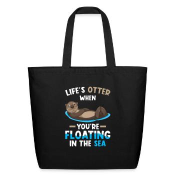 Sea Otter Lover Pun Funny - Eco-Friendly Cotton Tote - black - Front
