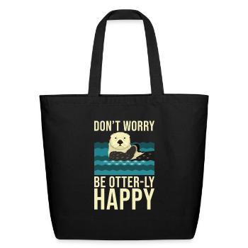 Sea Otter Lover Pun Funny - Eco-Friendly Cotton Tote - black - Front