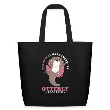 Sea Otter Lover Pun Funny - Eco-Friendly Cotton Tote - black - Front