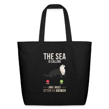 Sea Otter Lover Pun Funny - Eco-Friendly Cotton Tote - black - Front