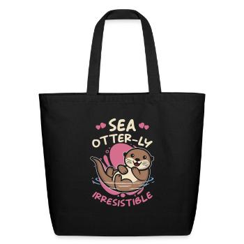 Sea Otter Lover Pun Funny - Eco-Friendly Cotton Tote - black - Front