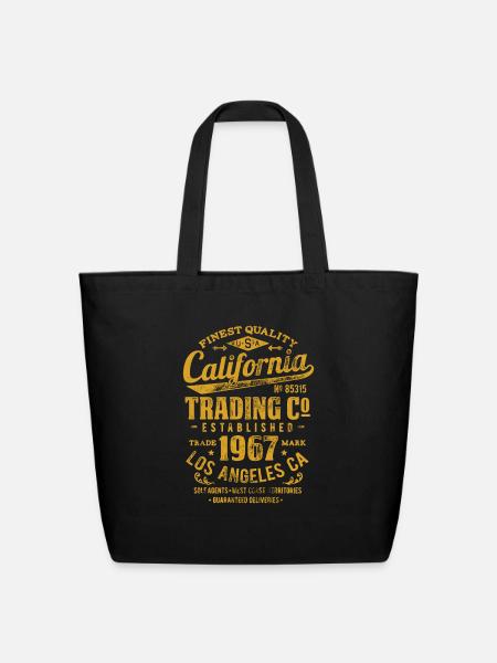 USA California Trading Co LOS CA Vintage Sticker - Eco-Friendly Cotton Tote - black