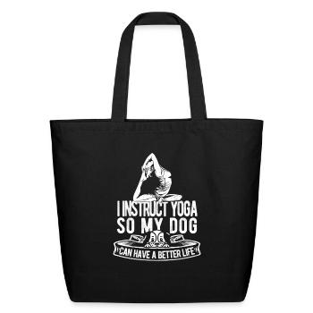 Yoga Instructor Dog - Eco-Friendly Cotton Tote - black - Front