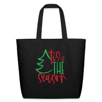 Tis The Season Christmas Tree Santa Xmas Holiday - Eco-Friendly Cotton Tote - black - Front