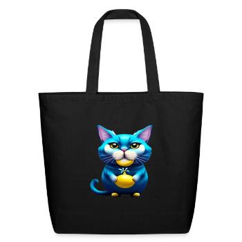Cute cat funny blue cat - Eco-Friendly Cotton Tote - black - Front