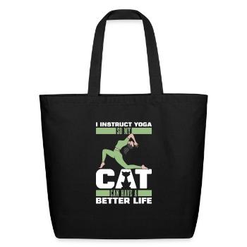 Yoga Instructor Cat - Eco-Friendly Cotton Tote - black - Front