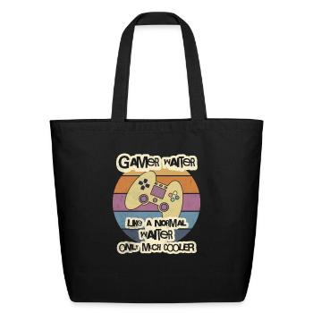 Gamer Waiter T-Shirt Tee, Gamer Shirt, Funny Gamer - Eco-Friendly Cotton Tote - black - Front