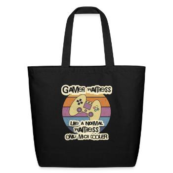 Gamer Waitress T-Shirt, Waiter T-Shirt, Bartender - Eco-Friendly Cotton Tote - black - Front