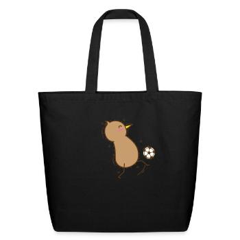 Kiwi Bird plays Soccer Sport - Eco-Friendly Cotton Tote - black - Front