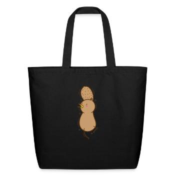 Kiwi Bird plays Basketball with Kiwi Fruit - Eco-Friendly Cotton Tote - black - Front