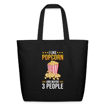 Popcorn Lover Gift Funny Popcorn - Eco-Friendly Cotton Tote - black - Front