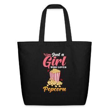 Popcorn Lover Gift Funny Popcorn - Eco-Friendly Cotton Tote - black - Front