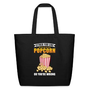 Popcorn Lover Gift Funny Popcorn - Eco-Friendly Cotton Tote - black - Front