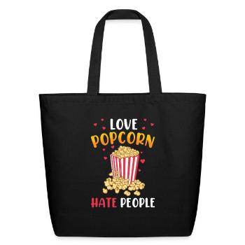 Popcorn Lover Gift Funny Popcorn - Eco-Friendly Cotton Tote - black - Front