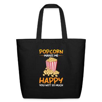 Popcorn Lover Gift Funny Popcorn - Eco-Friendly Cotton Tote - black - Front