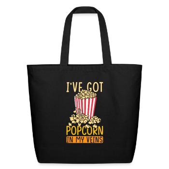 Popcorn Lover Gift Funny Popcorn - Eco-Friendly Cotton Tote - black - Front