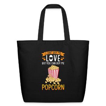 Popcorn Lover Gift Funny Popcorn - Eco-Friendly Cotton Tote - black - Front