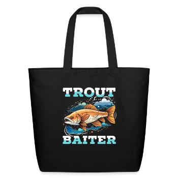 Speckled Trout Fish Fisher Fisherman Fishing - Eco-Friendly Cotton Tote - black - Front