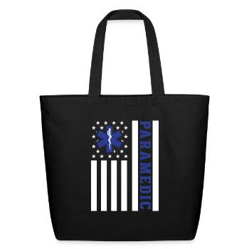 Paramedic USA Flag - Eco-Friendly Cotton Tote - black - Front