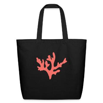 Sea Coral T-Shirt - Marine Life Nautical Ocean Pun - Eco-Friendly Cotton Tote - black - Front