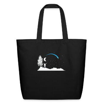 Falling Star with Moon in the Sky - Eco-Friendly Cotton Tote - black - Front