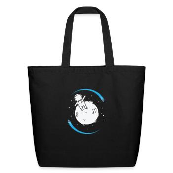 Falling Stars with Astronaut Space Sky - Eco-Friendly Cotton Tote - black - Front