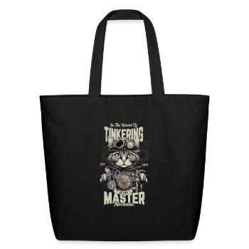 In the world of tinkering my cat - Eco-Friendly Cotton Tote - black - Front