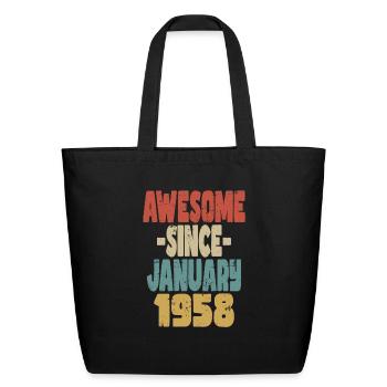 Awesome January 1958 - Eco-Friendly Cotton Tote - black - Front