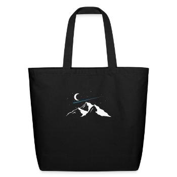 Falling Stars over Mountains Sky - Eco-Friendly Cotton Tote - black - Front