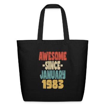 Awesome January 1983 - Eco-Friendly Cotton Tote - black - Front
