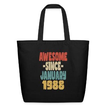 Awesome January 1988 - Eco-Friendly Cotton Tote - black - Front