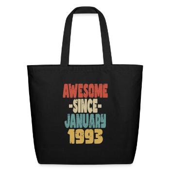 Awesome January 1993 - Eco-Friendly Cotton Tote - black - Front