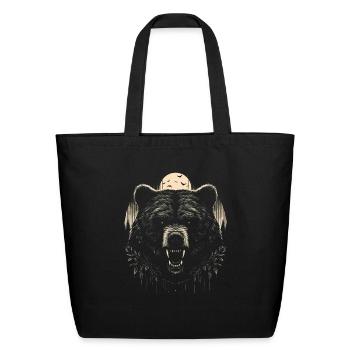 scary bear - Eco-Friendly Cotton Tote - black - Front